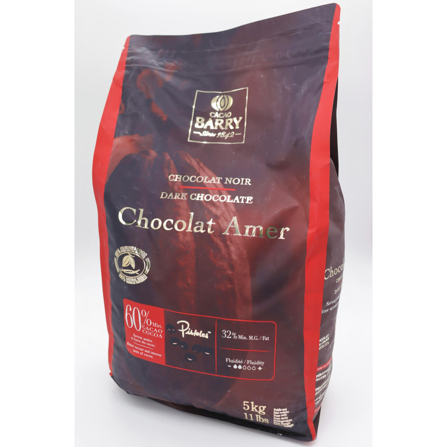Chocolat de couverture noir 50 % cacao force noire 1 kg - Cacao barry