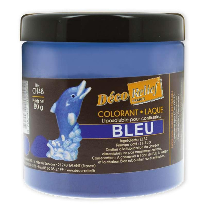 Colorant alimentaire en poudre liposoluble couleur bleu laqué