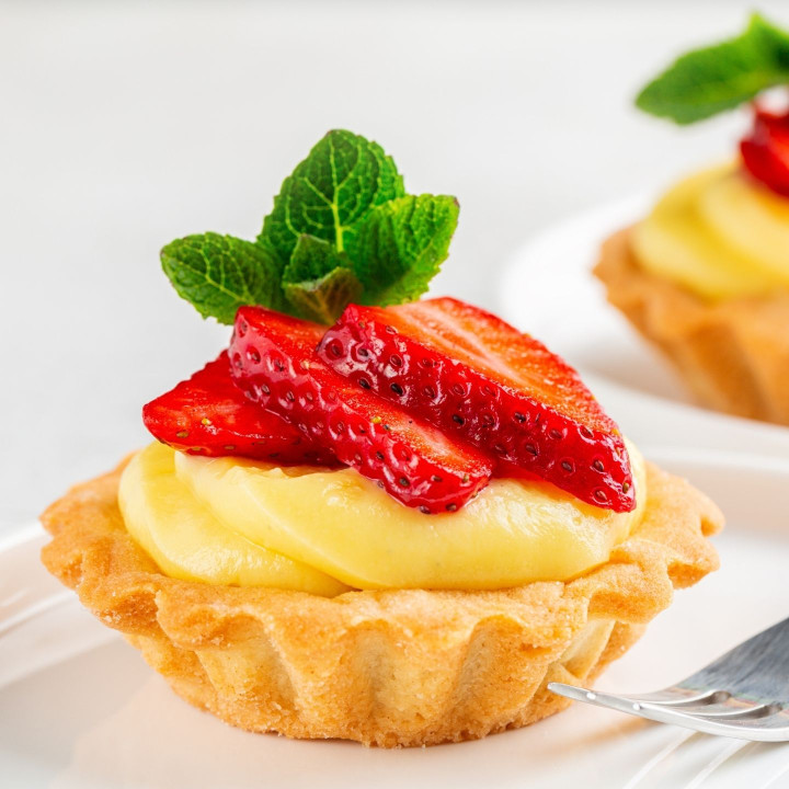 Tartelette réalisée avec une crème pâtissière à chaud
